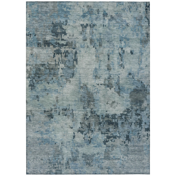 8' X 10' Blue And Gray Abstract Washable Indoor Outdoor Area Rug