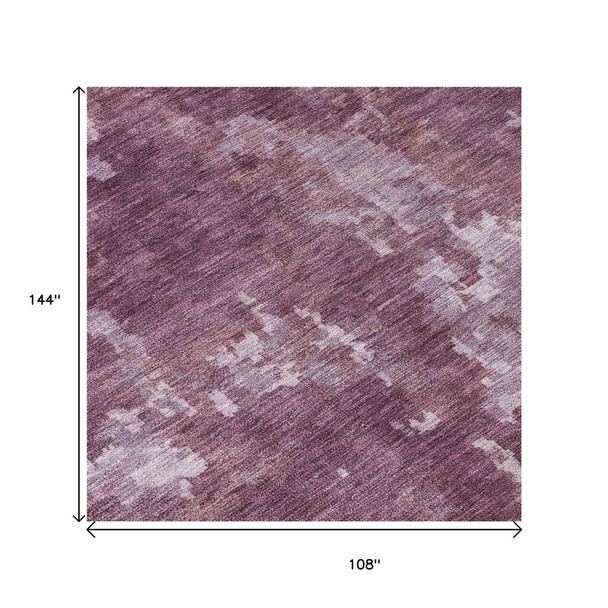 9' X 12' Merlot And Gray Abstract Washable Indoor Outdoor Area Rug