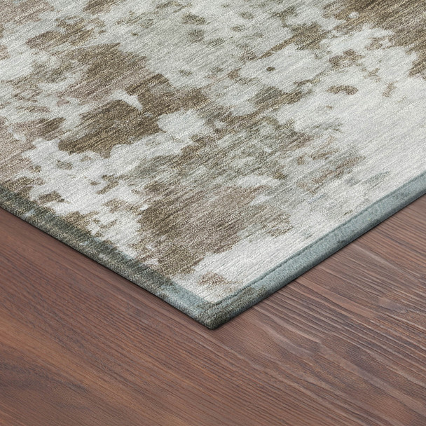 10' X 14' Brown And Beige Abstract Washable Indoor Outdoor Area Rug