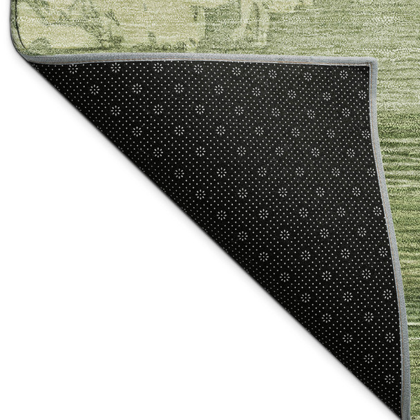 9' X 12' Olive Green And Beige Abstract Washable Indoor Outdoor Area Rug