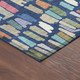 9' X 12' Navy Blue Orange And Green Striped Washable Indoor Outdoor Area Rug