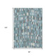 8' X 10' Teal Blue Taupe And Beige Striped Washable Indoor Outdoor Area Rug