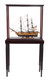 50" Wood Brown Solid Wood Hand Painted Model Boat Tabletop Sculpture