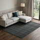 8' X 10' Black Ivory And Charcoal Wool Plaid Hand Tufted Area Rug