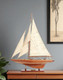 32" Brown Solid Wood Hand Painted Boat
