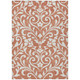 10' X 14' Salmon And Ivory Floral Washable Indoor Outdoor Area Rug