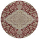 8' Red Beige And Brown Round Oriental Washable Indoor Outdoor Area Rug