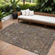 8' X 10' Brown Purple And Blue Floral Washable Indoor Outdoor Area Rug