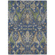 9' X 12' Navy Blue Green And Brown Floral Washable Indoor Outdoor Area Rug