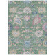 9' X 12' Sage Ivory And Pink Floral Washable Indoor Outdoor Area Rug