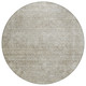 8' Linen And Gray Round Floral Washable Indoor Outdoor Area Rug