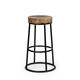 26" Natural and Black Solid Wood and Iron Backless Counter Height Bar Chair