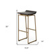 30" Black and Gold Solid Wood and Metal Backless Bar Height Bar Chair