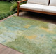 10' X 14' Sage And Gold Abstract Washable Indoor Outdoor Area Rug