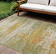 8' X 10' Artichoke Green And Gold Abstract Washable Indoor Outdoor Area Rug