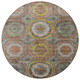 8' Sage Copper And Gold Round Geometric Washable Indoor Outdoor Area Rug