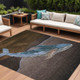 9' X 12' Brown And Denim Blue Animal Print Washable Indoor Outdoor Area Rug