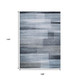 9' X 12' Denim Blue And Ivory Striped Washable Indoor Outdoor Area Rug