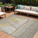 10' X 14' Taupe And Gold Nautical Washable Indoor Outdoor Area Rug