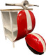 26" Red and Off White Novelty Scooter Open Cabinet With Two Shelves