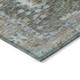 10' X 14' Fern Green And Denim Blue Floral Washable Indoor Outdoor Area Rug