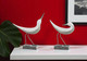 Set of Two White Polyresin Bird Figurine