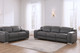 Two Piece Dark Gray Leather Five Person Seating Set