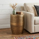 20" Antiqued Gold Distressed Iron Round Drum End Table
