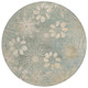 8' Artichoke Green And Beige Round Floral Washable Indoor Outdoor Area Rug