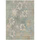 10' X 14' Artichoke Green And Beige Floral Washable Indoor Outdoor Area Rug