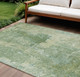 9' X 12' Artichoke Green And Beige Abstract Washable Indoor Outdoor Area Rug