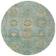 8' Teal Blue Gold And Copper Round Medallion Washable Indoor Outdoor Area Rug