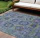 10' X 14' Green Blue And Purple Medallion Washable Indoor Outdoor Area Rug