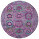 8' Purple Teal Blue And Green Round Medallion Washable Indoor Outdoor Area Rug