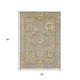 3' X 5' Khaki And Gold Floral Medallion Washable Indoor Outdoor Area Rug
