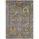 9' X 12' Pewter Gray And Gold Floral Medallion Washable Indoor Outdoor Area Rug