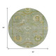 8' Sage And Gold Round Floral Medallion Washable Indoor Outdoor Area Rug