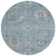 8' Sky Blue And Ivory Round Floral Medallion Washable Indoor Outdoor Area Rug