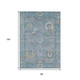 8' X 10' Sky Blue And Ivory Floral Medallion Washable Indoor Outdoor Area Rug