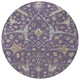 8' Eggplant Beige And Gold Round Floral Washable Indoor Outdoor Area Rug
