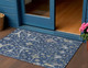 3' X 5' Navy Blue Gold And Ivory Floral Washable Indoor Outdoor Area Rug