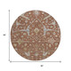 8' Rust And Ivory Round Floral Washable Indoor Outdoor Area Rug