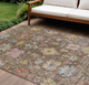 8' X 10' Brown Pink And Blue Floral Washable Indoor Outdoor Area Rug