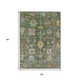 5' X 8' Fern Green Pink And Blue Floral Washable Indoor Outdoor Area Rug