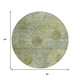8' Artichoke Green And Beige Round Floral Washable Indoor Outdoor Area Rug