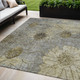 5' X 8' Granite Gray And Gold Floral Washable Indoor Outdoor Area Rug