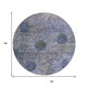 8' Gray And Lavender Round Floral Washable Indoor Outdoor Area Rug