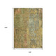 9' X 12' Artichoke Green And Gold Abstract Washable Indoor Outdoor Area Rug