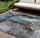 10' X 14' Khaki Ivory And Blue Abstract Washable Indoor Outdoor Area Rug