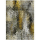 5' X 8' Pewter Gold And Silver Abstract Washable Indoor Outdoor Area Rug